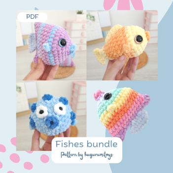 No-sew fishes bundle amigurumi pattern by Hugurumitoys