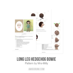 Long Leg hedgehog Bowie amigurumi pattern by Mrs Milly