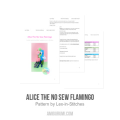 Alice the No Sew Flamingo amigurumi pattern by Lex in Stitches