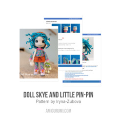 Doll Skye and little Pin-pin amigurumi pattern by Iryna Zubova