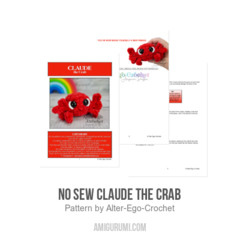 NO SEW Claude the Crab amigurumi pattern by Alter Ego Crochet