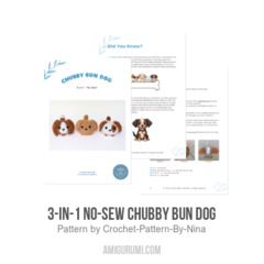 3-in-1 No-Sew Chubby Bun Dog amigurumi pattern by Crochet Pattern By Nina