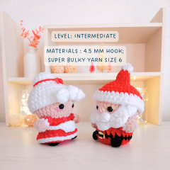  Mr & Mrs Santa Claus - Low-sew amigurumi pattern by Hugurumitoys