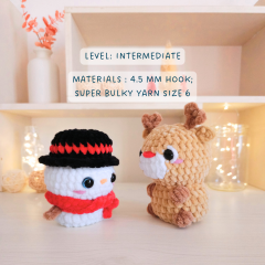 No-sew Snowman & Reindeer  amigurumi pattern by Hugurumitoys