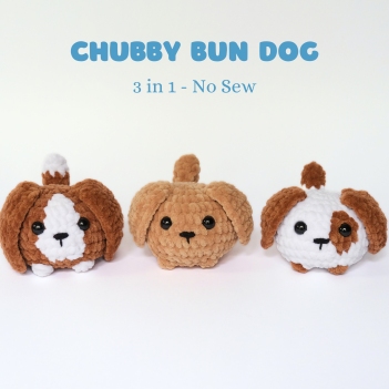 3-in-1 No-Sew Chubby Bun Dog amigurumi pattern by Crochet Pattern By Nina