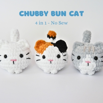 4-in-1 No-Sew Chubby Bun Cats amigurumi pattern by Crochet Pattern By Nina