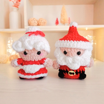  Mr & Mrs Santa Claus - Low-sew amigurumi pattern by Hugurumitoys