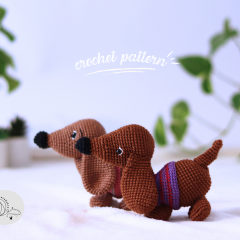 Crochet Dachshund Dog Pattern amigurumi pattern by yarnacadabra