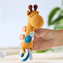 Unicorn, dino and giraffe rattle amigurumi pattern by yarnacadabra