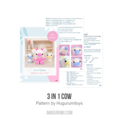 3 in 1 Cow amigurumi pattern by Hugurumitoys