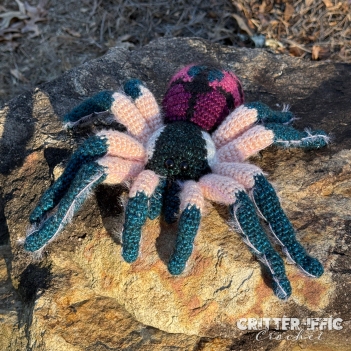 Jewel the T seladonia Tarantula amigurumi pattern by Critter-iffic Crochet