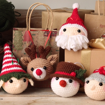 Five Christmas Ornaments amigurumi pattern by Jen Hayes Creations