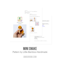 Mini Snake amigurumi pattern by Little Bamboo Handmade