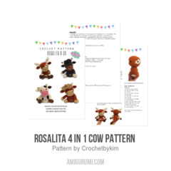 Rosalita 4 in 1 cow pattern  amigurumi pattern by Crochetbykim