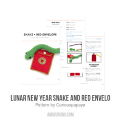 Lunar New Year Snake & Red Envelope amigurumi pattern by Curiouspapaya