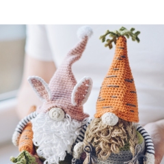 Bunny Gnome with a Carrot amigurumi pattern by FireflyCrochet