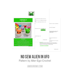 NO SEW Alien in UFO amigurumi pattern by Alter Ego Crochet