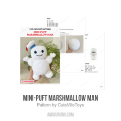 Mini-Puft Marshmallow Man amigurumi pattern by CuteVilleToys