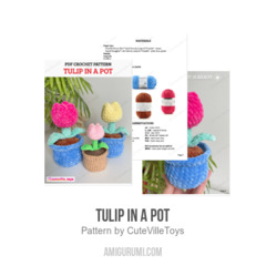 Tulip in a pot amigurumi pattern by CuteVilleToys