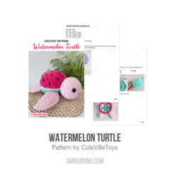 Watermelon Turtle amigurumi pattern by CuteVilleToys