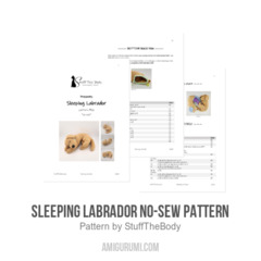 Sleeping Labrador no-sew pattern amigurumi pattern by StuffTheBody