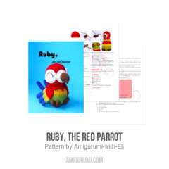 Ruby, the red parrot amigurumi pattern by Amigurumi with Eli