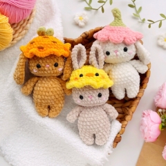 Bunnies in Easter hats amigurumi pattern by Knit.friends