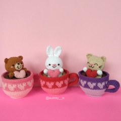 Kawaii Love Cups amigurumi pattern by Audrey Lilian Crochet