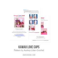 Kawaii Love Cups amigurumi pattern by Audrey Lilian Crochet