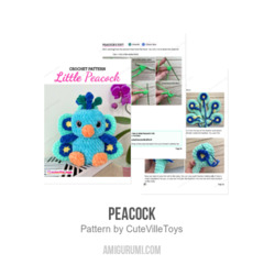 Peacock amigurumi pattern by CuteVilleToys