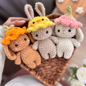 Bunnies in Easter hats amigurumi pattern by Knit.friends