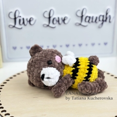 Cute sleeping baby bee-bear amigurumi pattern by TANATIcrochet
