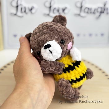 Cute sleeping baby bee-bear amigurumi pattern by TANATIcrochet
