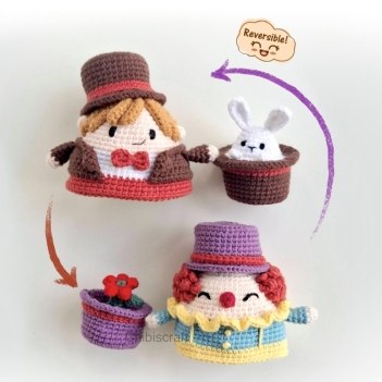 Reversible Clown and Magician amigurumi pattern by Chibiscraft