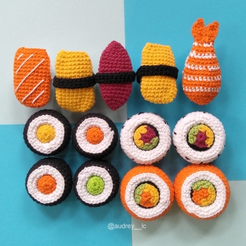 Mini Sushi Playset amigurumi pattern by Audrey Lilian Crochet