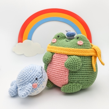 Captain Froggie & Baby Whale Shark amigurumi pattern by schrahki