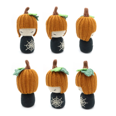 Halloween Pumpkin Kokeshi Doll amigurumi pattern by RoKiKi