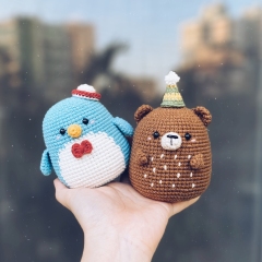 bear Choco, cat Snow, penguin Bluebell amigurumi by Little Fish Crocheterie