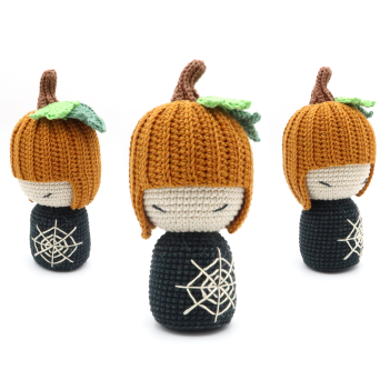 Halloween Pumpkin Kokeshi Doll amigurumi pattern by RoKiKi
