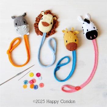 Madagascar pacifiers holders amigurumi pattern by Happy Coridon