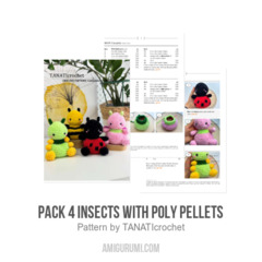 Pack 4 insects with poly pellets amigurumi pattern by TANATIcrochet