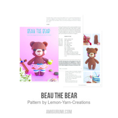 Beau the Bear amigurumi pattern by Lemon Yarn Creations