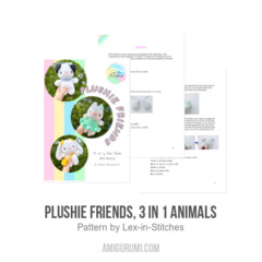 Plushie Friends, 3 in 1 Animals amigurumi pattern by Lex in Stitches