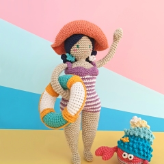 Genevieve the Lifeguard amigurumi pattern by Natura Crochet