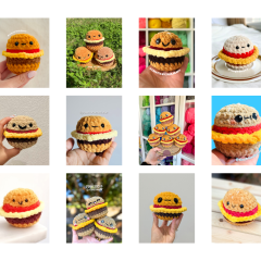 No-Sew Mini Burger amigurumi pattern by Curiouspapaya