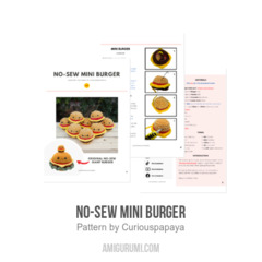No-Sew Mini Burger amigurumi pattern by Curiouspapaya