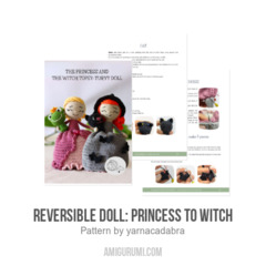 Reversible doll: princess to witch amigurumi pattern by yarnacadabra