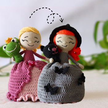Reversible doll: princess to witch amigurumi pattern by yarnacadabra