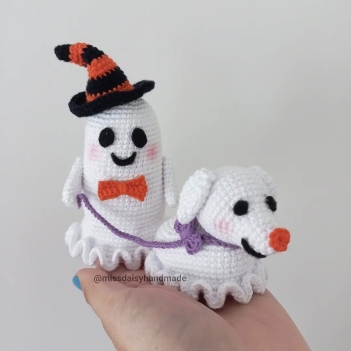 Frank & Pedro the Halloween ghosts amigurumi pattern by Miss Daisy Handmade