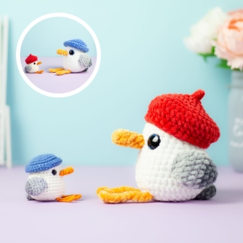 Seagull bird amigurumi pattern by Planet Piu